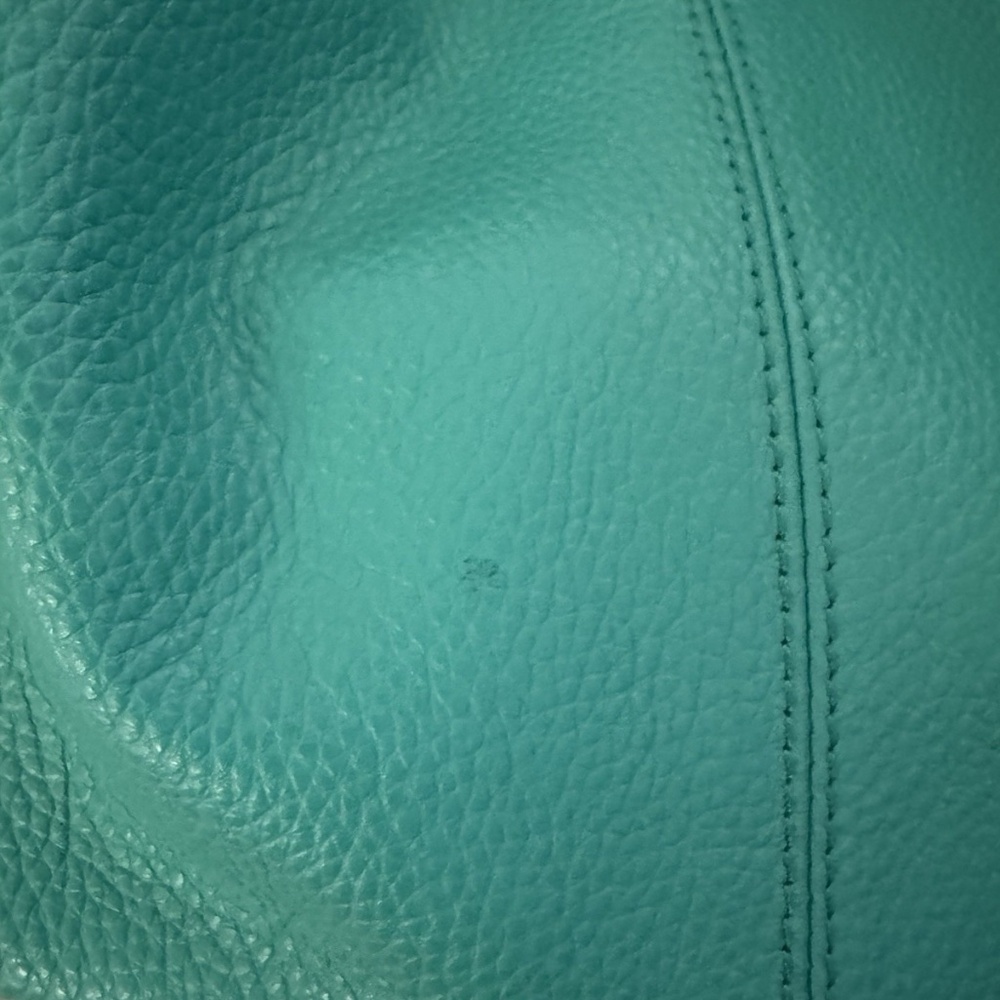 Onna Ehrilich Turquoise Shoulder Bag Pebble Leather Gold Hardware Zip Tassel - Picture 4 of 7